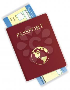 passport and airline ticket vector illustration isolated on white background