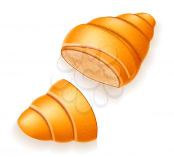 crispy croissant the broken vector illustration isolated on white background
