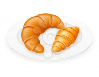 croissants lying on a plate vector illustration isolated on white background