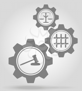 justice gear mechanism concept vector illustration isolated on gray background