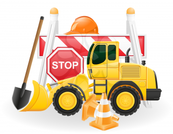 road works concept icons vector illustration isolated on white background