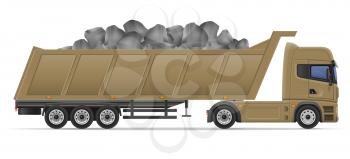 truck semi trailer delivery and transportation of construction materials concept vector illustration isolated on white background