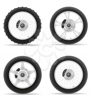 motorcycle wheel tire from the disk set icons vector illustration isolated on white background