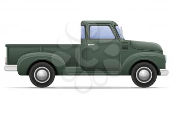old retro car pickup vector illustration isolated on white background