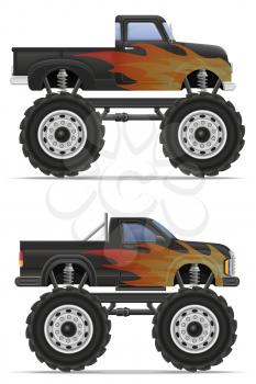 monster truck car pickup vector illustration isolated on white background