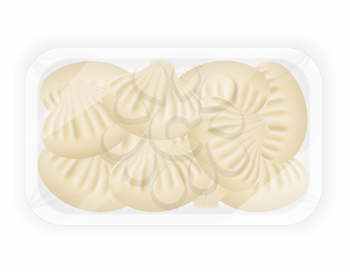 dumplings khinkali of dough with a filling in packaged vector illustration isolated on white background