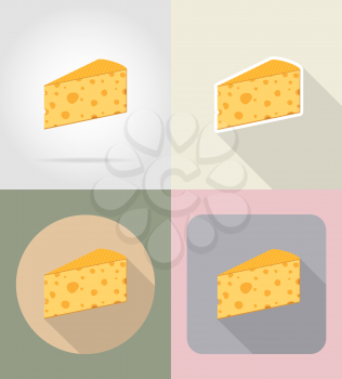 piece of cheese food and objects flat icons vector illustration isolated on background