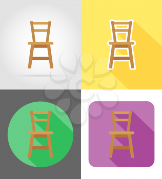 chair furniture set flat icons vector illustration isolated on white background