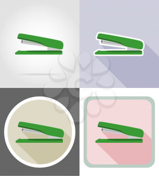 stapler stationery equipment set flat icons vector illustration isolated on white background