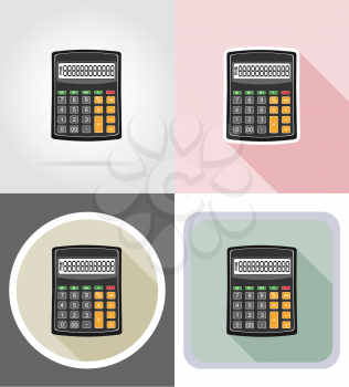 calculator stationery equipment set flat icons vector illustration isolated on white background