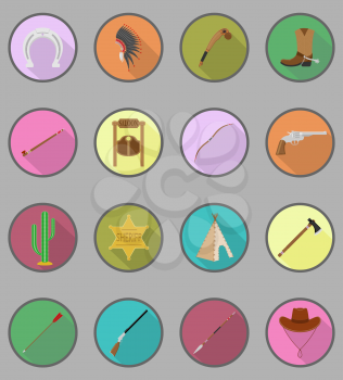 wild west flat icons vector illustration isolated on background