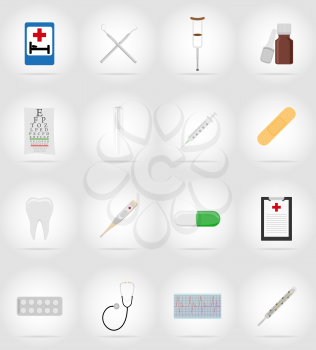 medical objects and equipment flat icons illustration isolated on background