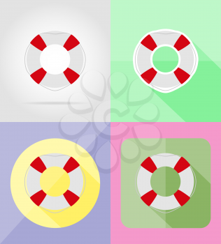 lifebuoy flat icons vector illustration isolated on background