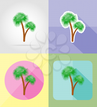 palm tropical tree flat icons vector illustration isolated on background