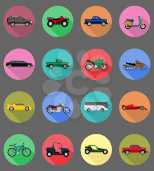 transport flat icons vector illustration isolated on background