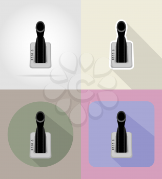 car gear lever flat icons vector illustration isolated on background