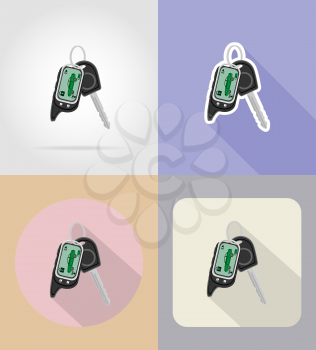 remote car alarm with car keys flat icons vector illustration isolated on background