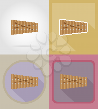 xylophone flat icons vector illustration isolated on background