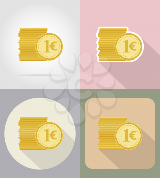 coins euro flat icons vector illustration isolated on background