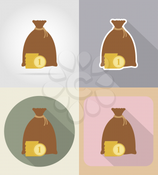 bag of money flat icons vector illustration isolated on background