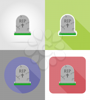 halloween grave flat icons vector illustration isolated on background