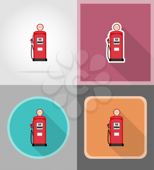 red gasoline filling flat icons vector illustration isolated on backgroun