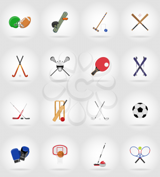 sport equipment flat icons illustration isolated on background