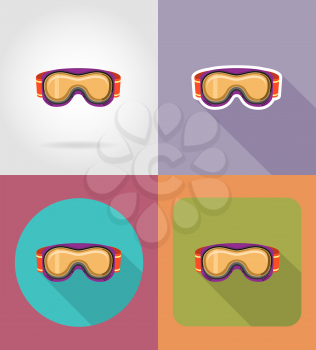 ski and snowboarding glasses flat icons vector illustration isolated on white background