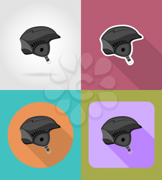 ski helmet flat icons vector illustration isolated on background