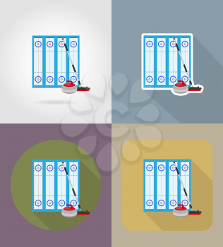 playground for curling sport game flat icons vector illustration isolated on background