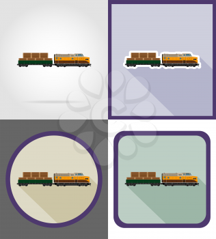 delivery by rail train flat icons vector illustration isolated on background