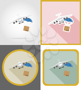 aircraft delivery flat icons vector illustration isolated on background