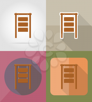 wooden board  flat icons vector illustration isolated on background