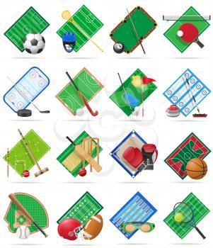 set court playground stadium and field for sports games flat icons vector illustration isolated on white background