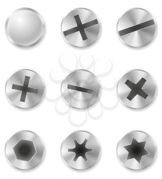 screws bolts and rivet vector illustration isolated on white background