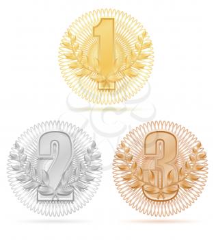 laureate wreath winner sport gold silver bronze stock vector illustration isolated on white background