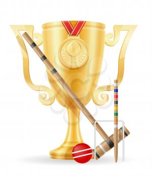 croquet cup winner gold stock vector illustration isolated on white background