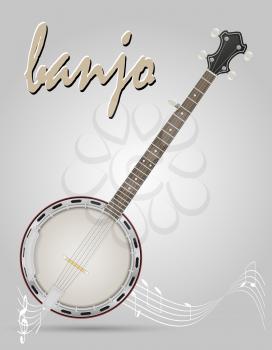banjo musical instruments stock vector illustration isolated on gray background