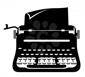 typewriter old retro vintage icon stock vector illustration isolated on white background