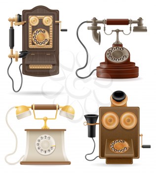 phone old retro set icons stock vector illustration isolated on white background
