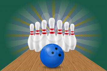 bowling ball and pin vector illustration isolated on background