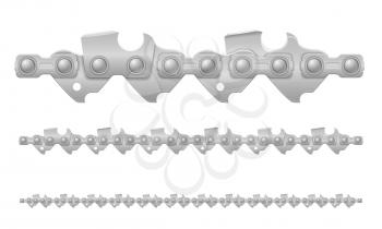 chainsaw chain metal and sharply sharpened vector illustration isolated on white background