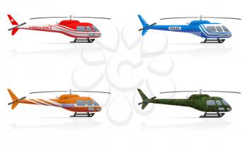 special purpose helicopters vector illustration isolated on white background