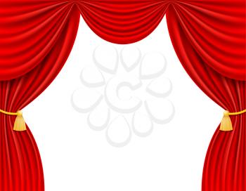 red theatrical curtain vector illustration isolated on white background