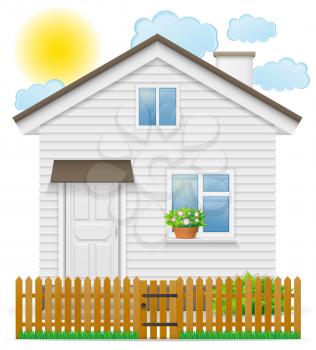 small country house with a wooden fence vector illustration isolated on white background