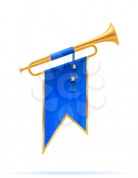 king royal golden horn trumpet vector illustration isolated on white background