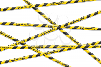 striped security tape prohibiting passage due to coronavirus covid-19 epidemic vector illustration isolated on white background