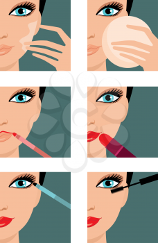 Royalty Free Clipart Image of Six Makeup Icons