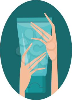 Royalty Free Clipart Image of Hands Holding a Container