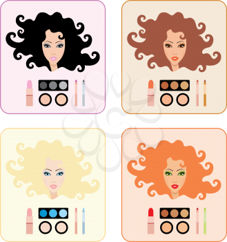 Royalty Free Clipart Image of Women With Makeup